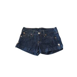 True Religion Dark Denim Cuffed Jean Shorts for Women